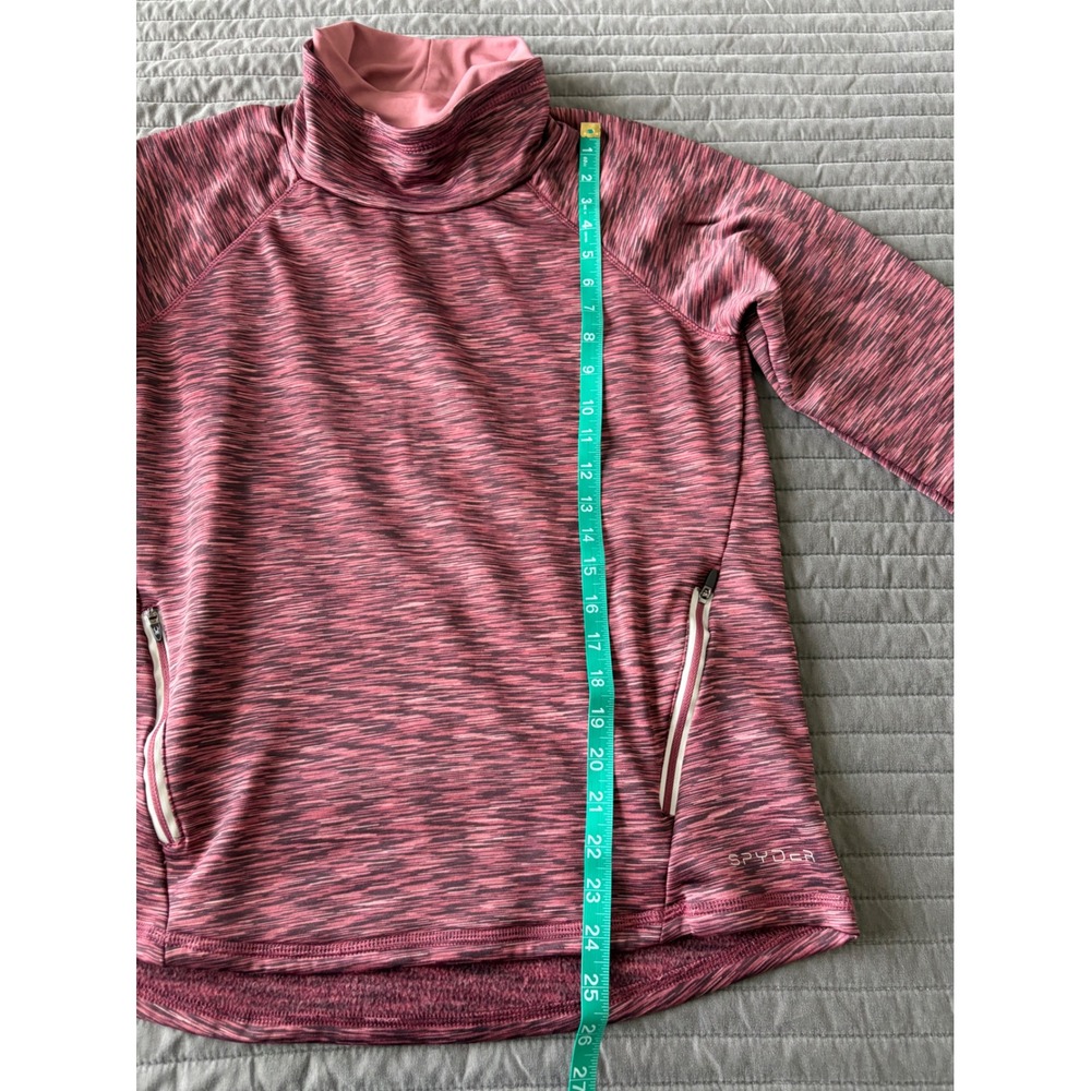 Spyder Active Womens Pink Space Dye Fleece Lined Cowl Neck Pullover Top Large - Picture 5 of 8